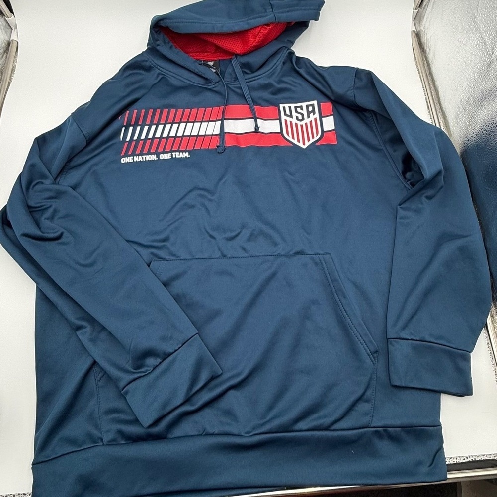 US Soccer Mens XL Navy Blue Performance ‎ One Nation One Team Graphic Hoodie